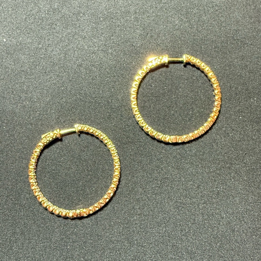 PRICE FIRM • NWOT hoop earrings 925 sterling cubic zirconia gold tone Vietnam?